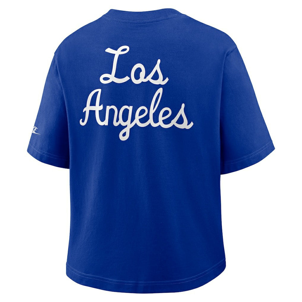 Nike Los Angeles Rams Women's Rewind Pocket Boxy T-Shirt Royal