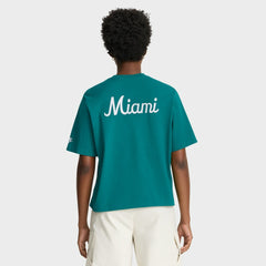Nike Miami Dolphins Women's Rewind Pocket Boxy T-Shirt Aqua
