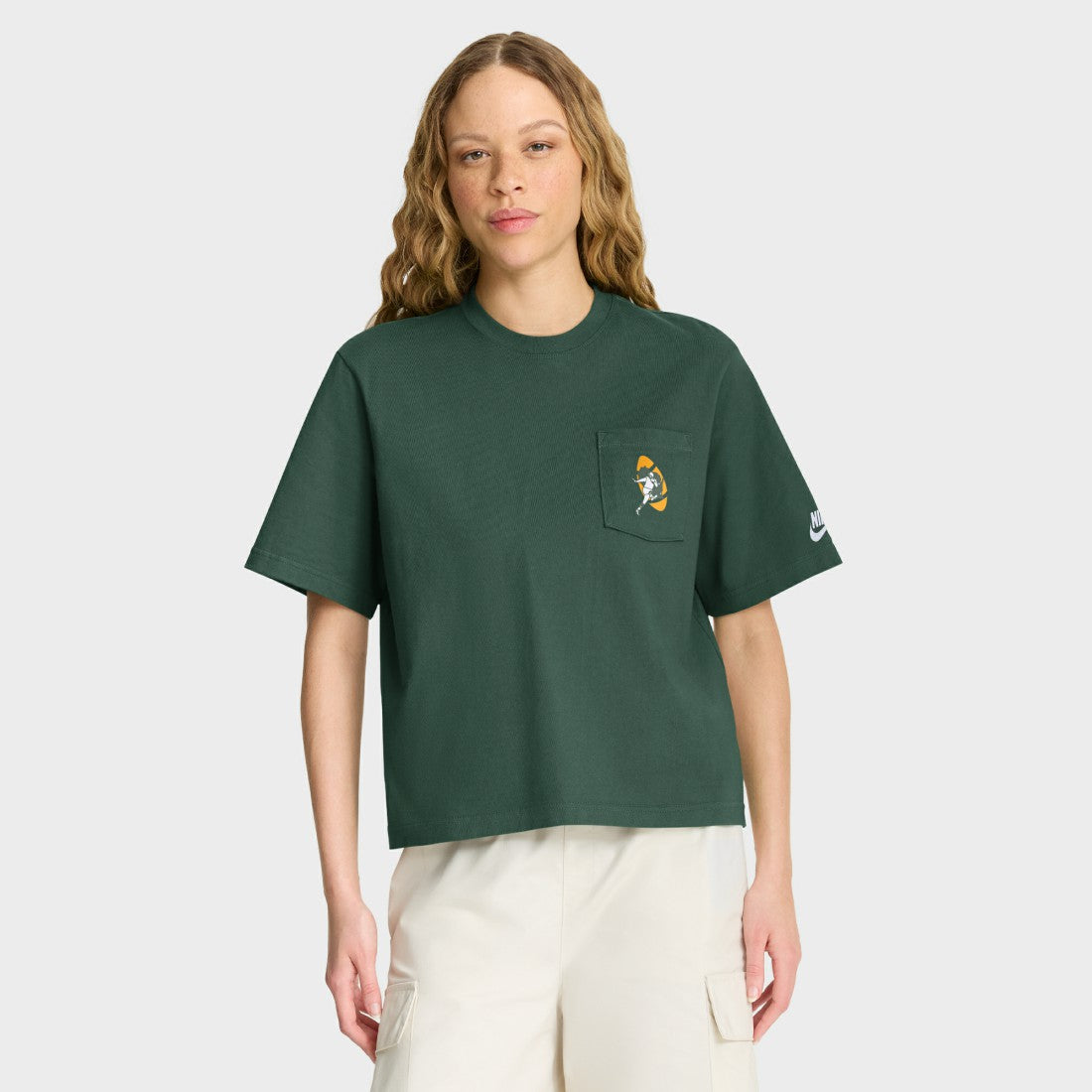 Nike Green Bay Packers Women's Rewind Pocket Boxy T-Shirt Green