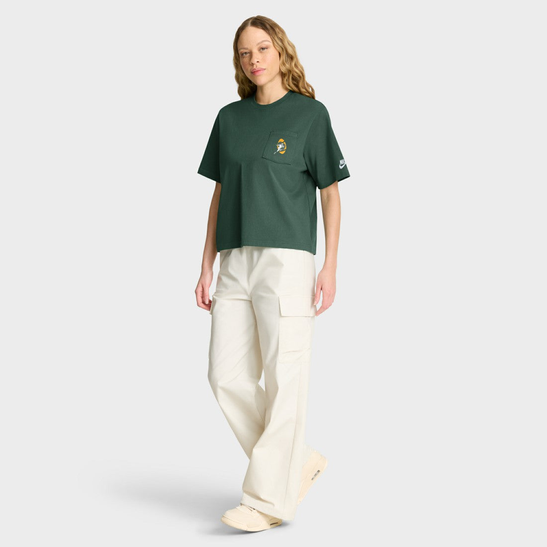 Nike Green Bay Packers Women's Rewind Pocket Boxy T-Shirt Green