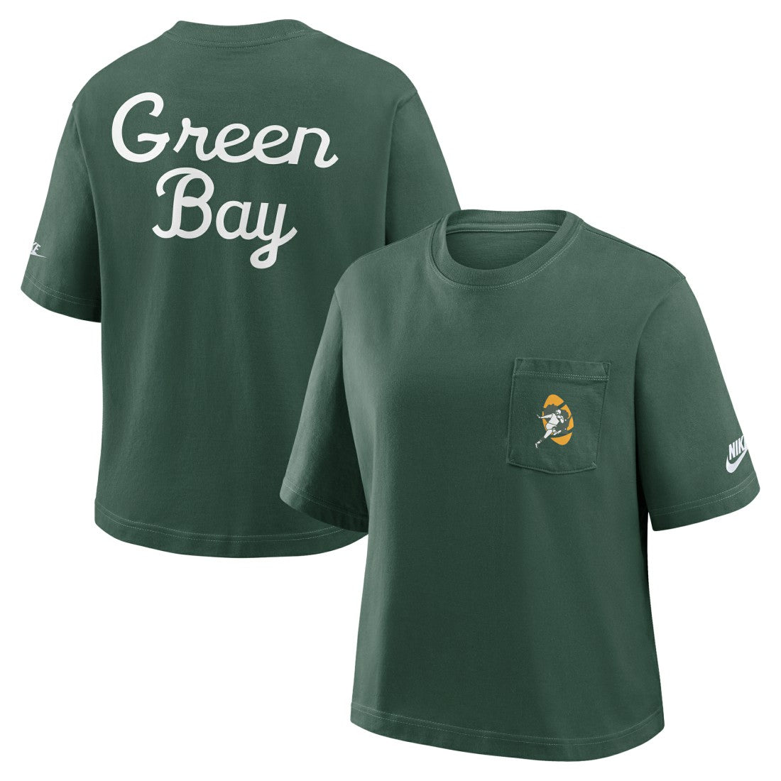 Nike Green Bay Packers Women's Rewind Pocket Boxy T-Shirt Green