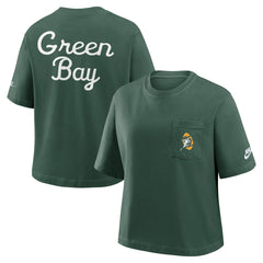 Nike Green Bay Packers Women's Rewind Pocket Boxy T-Shirt Green