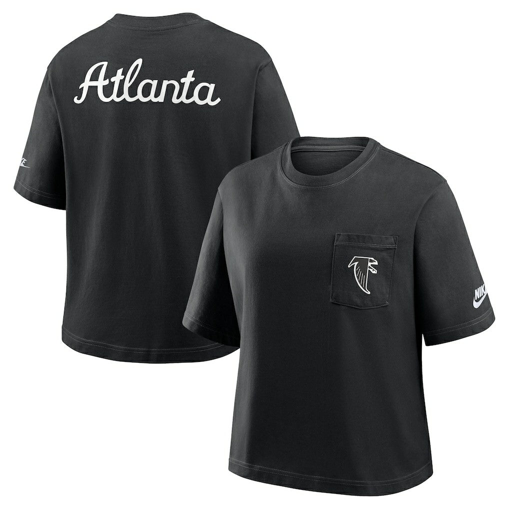 Nike Atlanta Falcons Women's Rewind Pocket Boxy T-Shirt Black