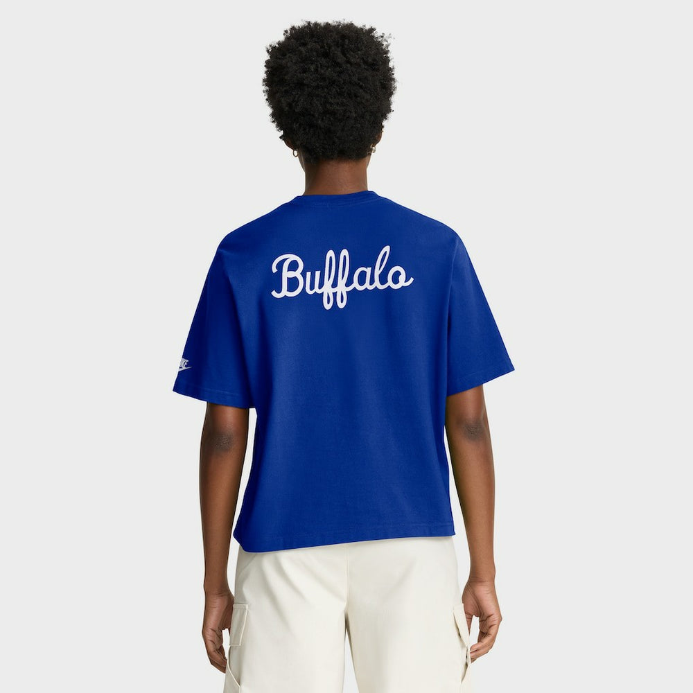 Nike Buffalo Bills Women's Rewind Pocket Boxy T-Shirt Royal