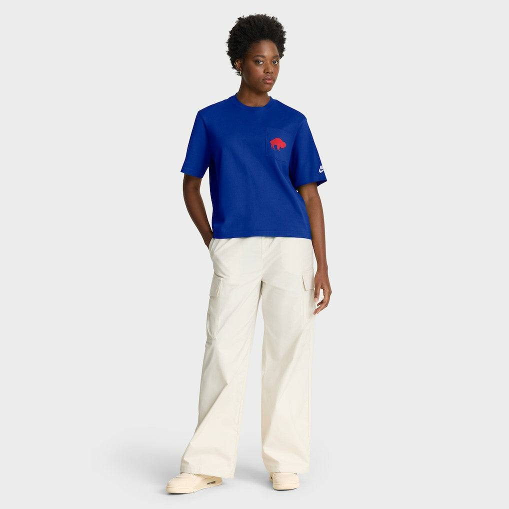 Nike Buffalo Bills Women's Rewind Pocket Boxy T-Shirt Royal