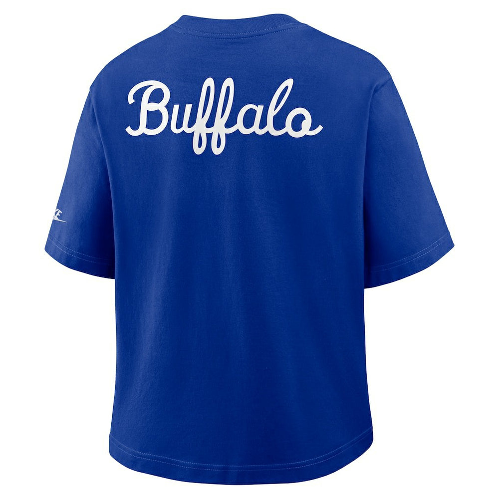 Nike Buffalo Bills Women's Rewind Pocket Boxy T-Shirt Royal