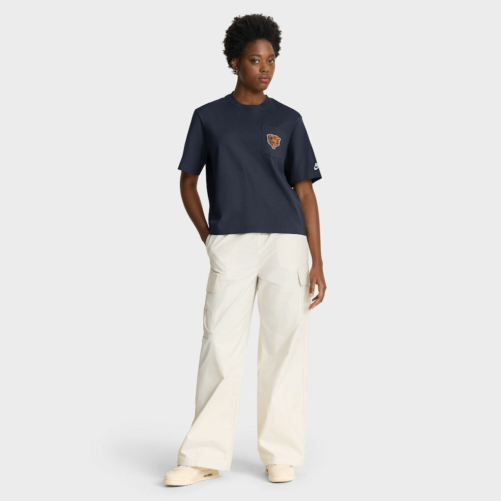 Nike Chicago Bears Women's Rewind Pocket Boxy T-Shirt Navy