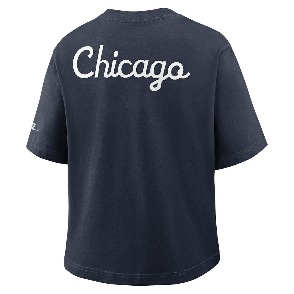 Nike Chicago Bears Women's Rewind Pocket Boxy T-Shirt Navy