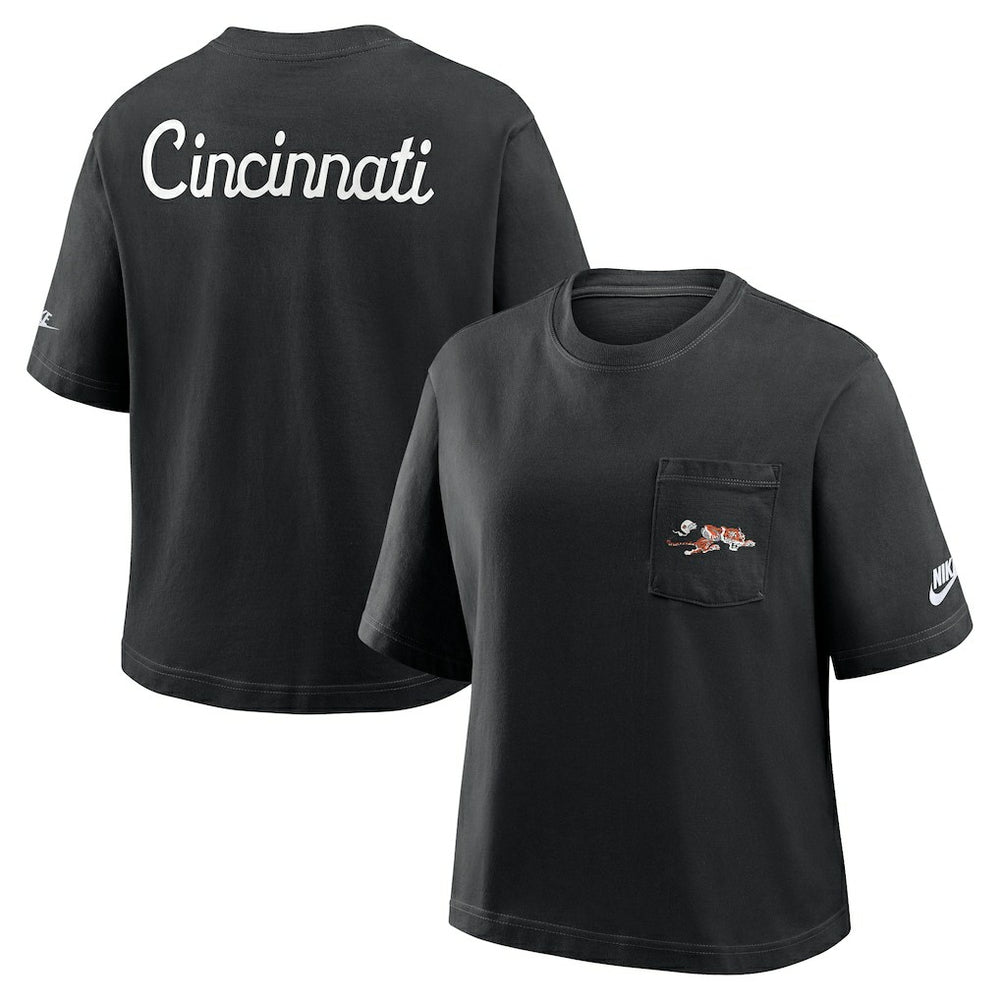 Nike Cincinnati Bengals Women's Rewind Pocket Boxy T-Shirt Black