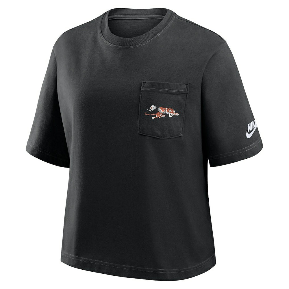 Nike Cincinnati Bengals Women's Rewind Pocket Boxy T-Shirt Black