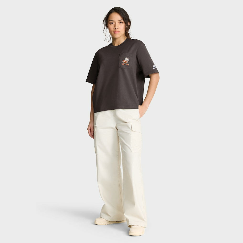 Nike Cleveland Browns Women's Rewind Pocket Boxy T-Shirt Brown