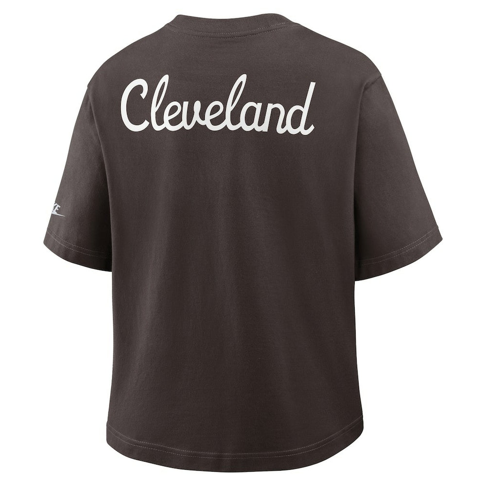 Nike Cleveland Browns Women's Rewind Pocket Boxy T-Shirt Brown