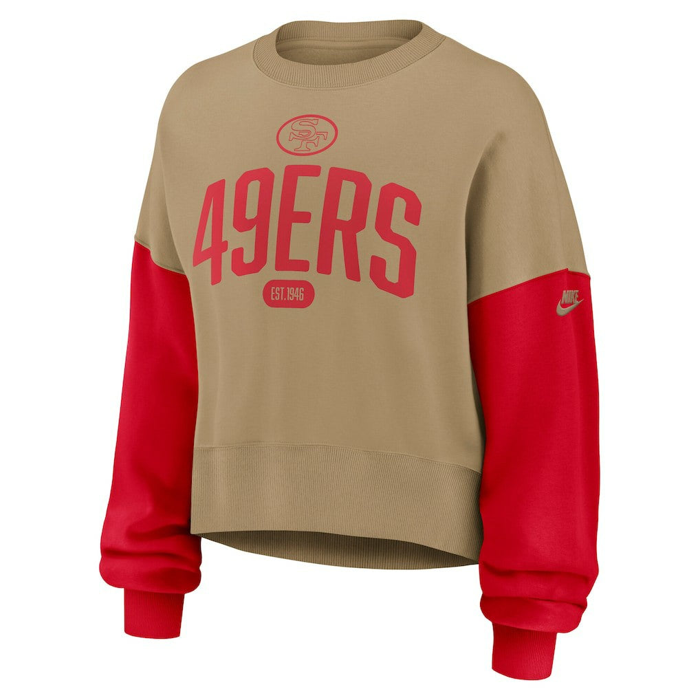 Nike San Francisco 49ers Women's Oversized Rewind Pullover Sweatshirt Tan