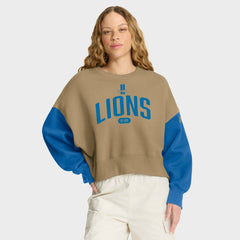 Nike Detroit Lions Women's Oversized Rewind Pullover Sweatshirt Tan