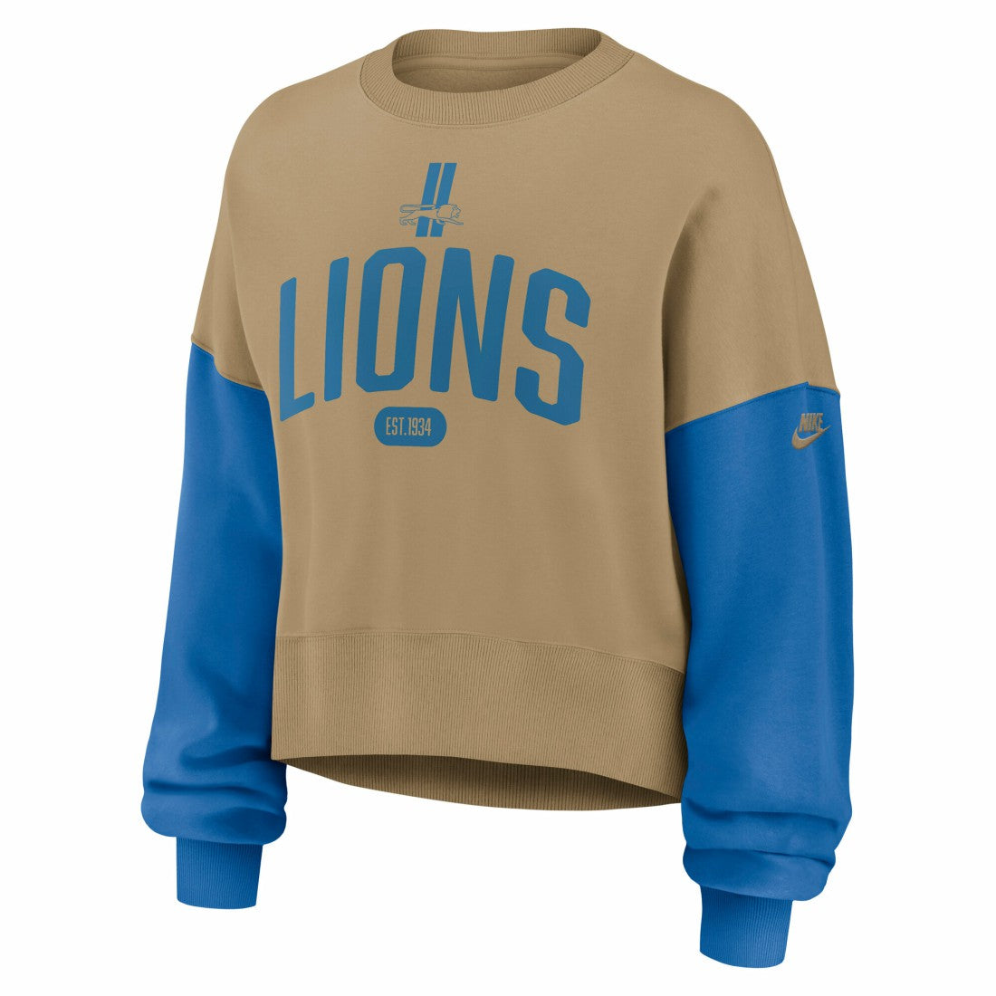Nike Detroit Lions Women's Oversized Rewind Pullover Sweatshirt Tan
