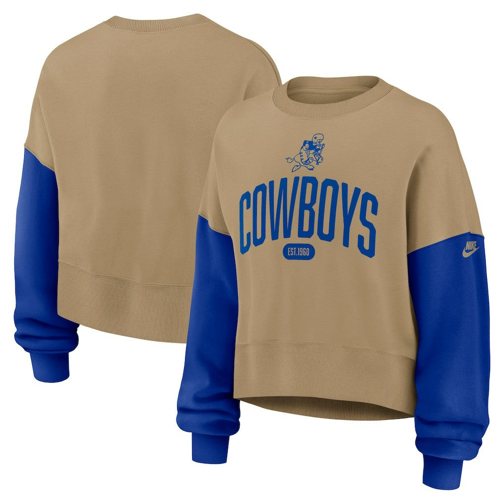 Nike Dallas Cowboys Women's Oversized Rewind Pullover Sweatshirt Tan