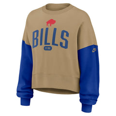 Nike Buffalo Bills Women's Oversized Rewind Pullover Sweatshirt Tan