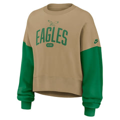 Nike Philadelphia Eagles Women's Oversized Rewind Pullover Sweatshirt Tan