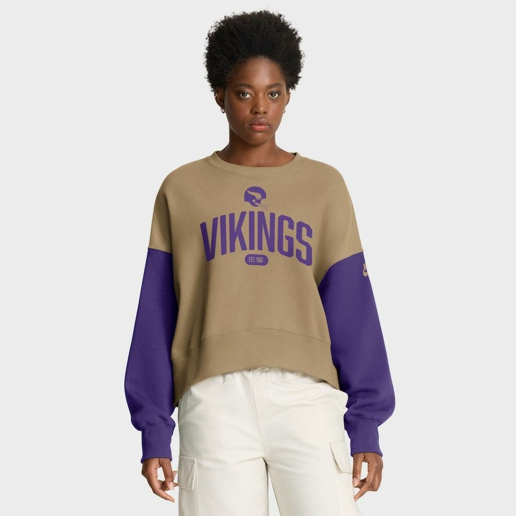 Nike Minnesota Vikings Women's Oversized Rewind Pullover Sweatshirt Tan