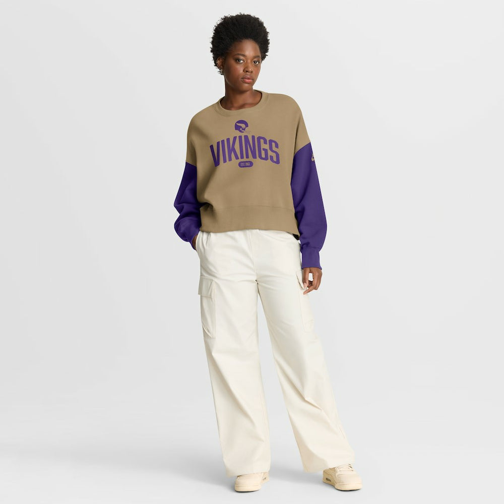 Nike Minnesota Vikings Women's Oversized Rewind Pullover Sweatshirt Tan