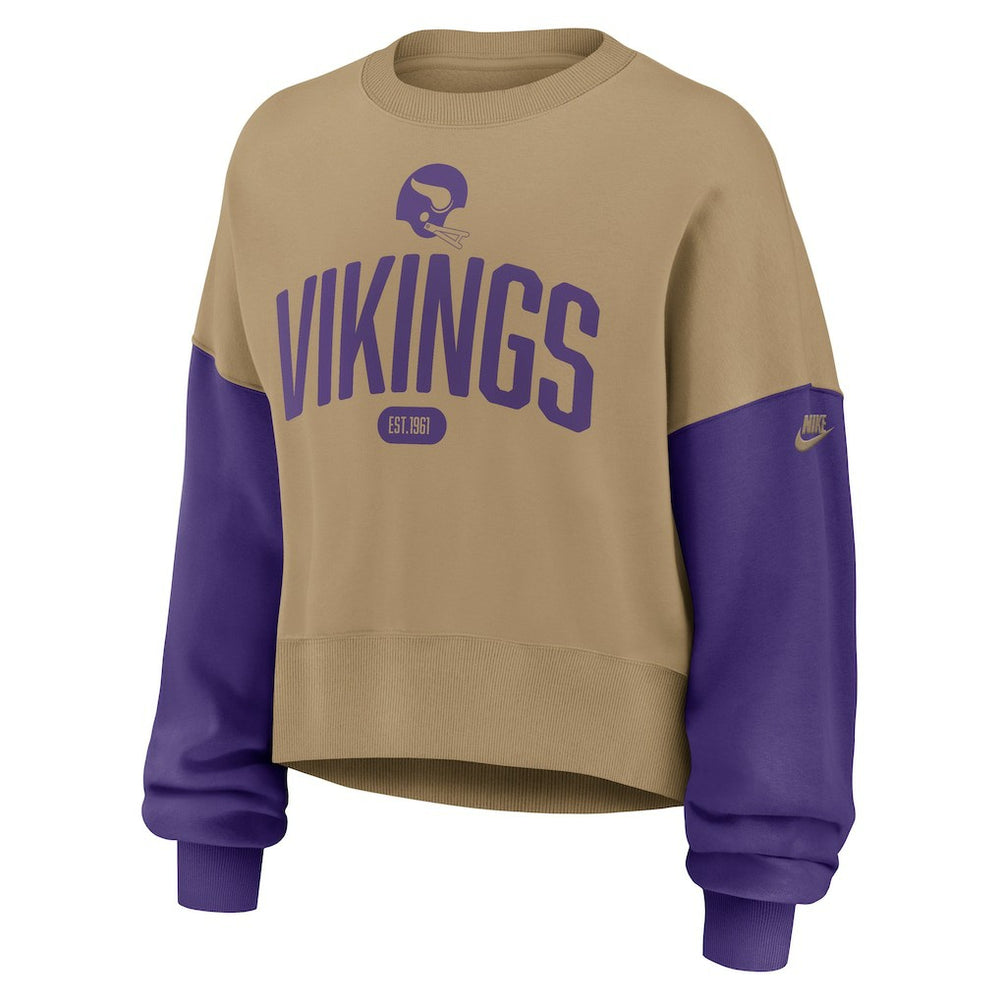 Nike Minnesota Vikings Women's Oversized Rewind Pullover Sweatshirt Tan