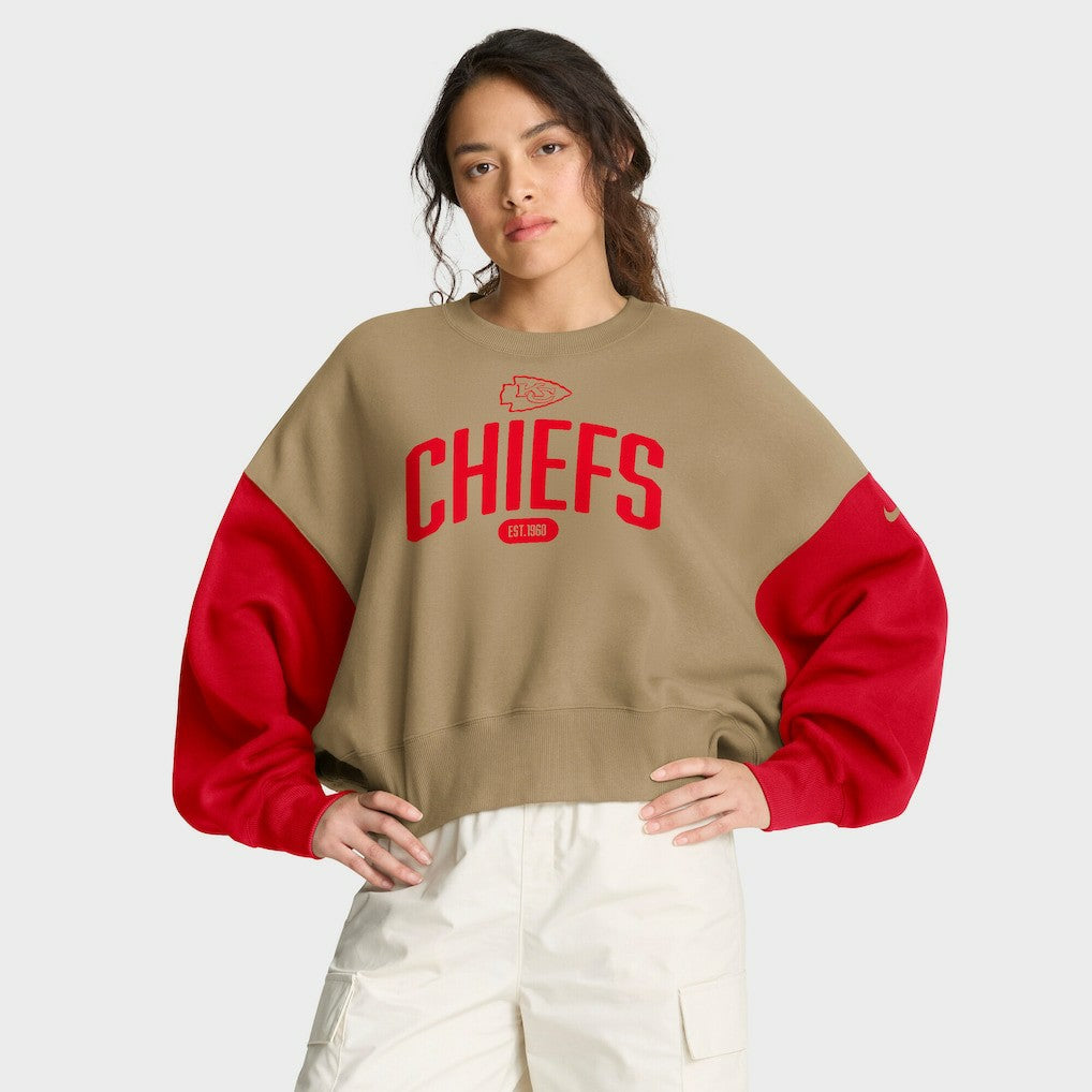 Nike Kansas City Chiefs Women's Oversized Rewind Pullover Sweatshirt Tan
