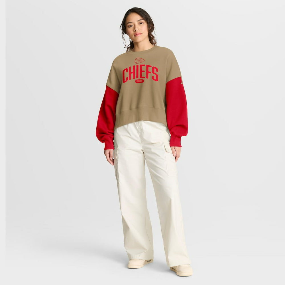 Nike Kansas City Chiefs Women's Oversized Rewind Pullover Sweatshirt Tan