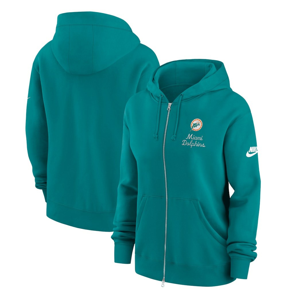 Nike Miami Dolphins Women's Phoenix Rewind Full-Zip Hoodie Aqua