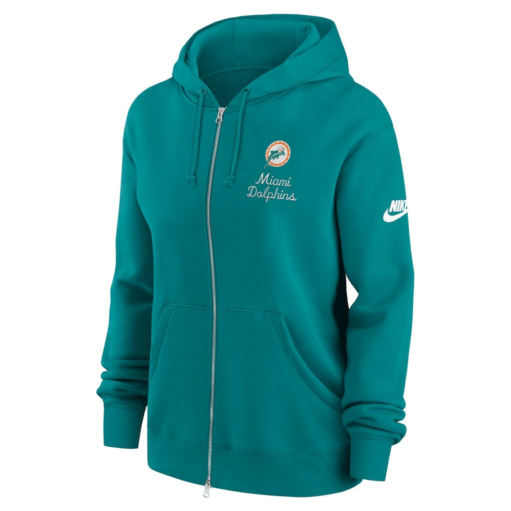 Nike Miami Dolphins Women's Phoenix Rewind Full-Zip Hoodie Aqua