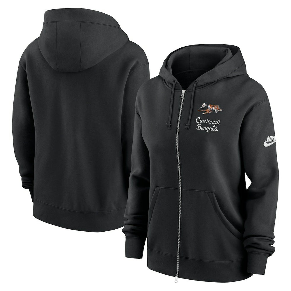 Nike Cincinnati Bengals Women's Phoenix Rewind Full-Zip Hoodie Black