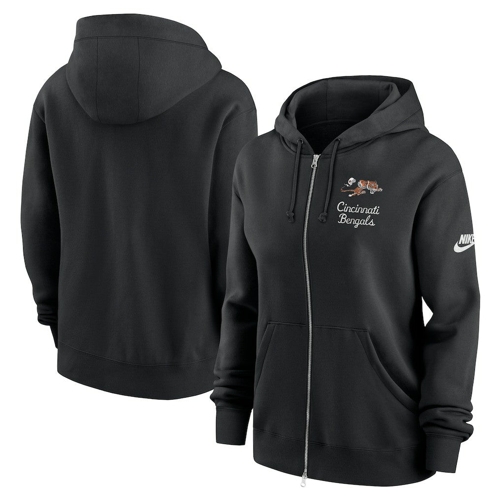 Nike Cincinnati Bengals Women's Phoenix Rewind Full-Zip Hoodie Black