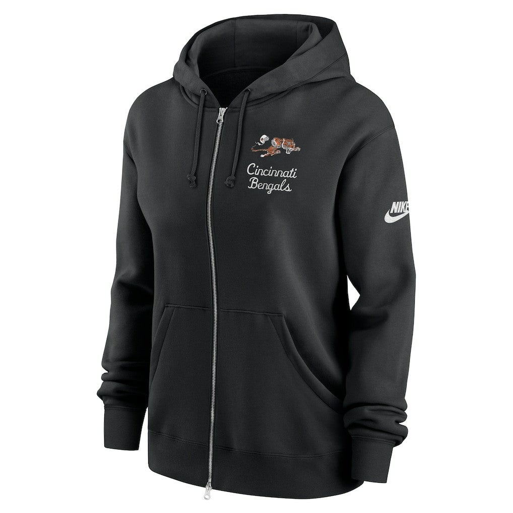 Nike Cincinnati Bengals Women's Phoenix Rewind Full-Zip Hoodie Black