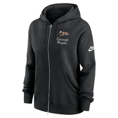 Nike Cincinnati Bengals Women's Phoenix Rewind Full-Zip Hoodie Black
