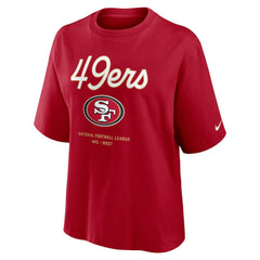 Nike San Francisco 49ers Women's Essential Script Relaxed Boxy T-Shirt Scarlet