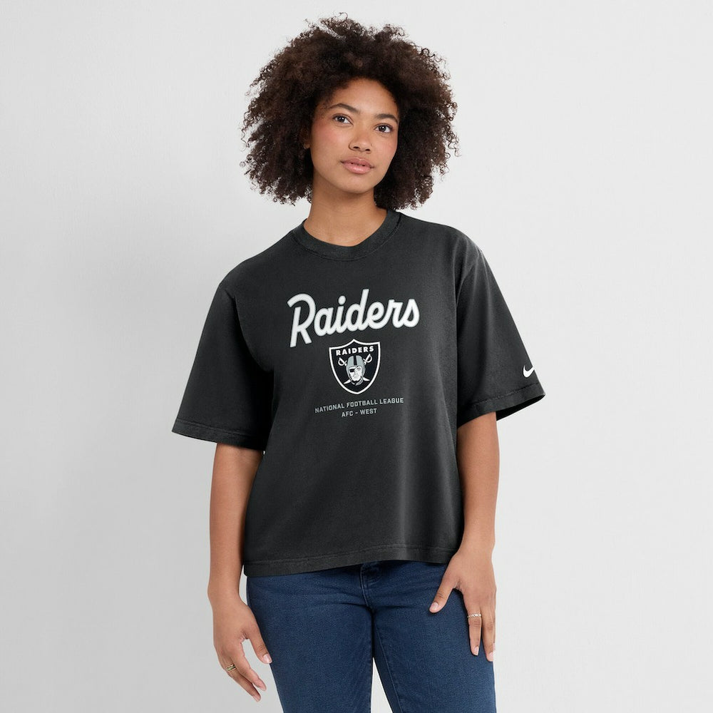 Nike Las Vegas Raiders Women's Essential Script Relaxed Boxy T-Shirt Black