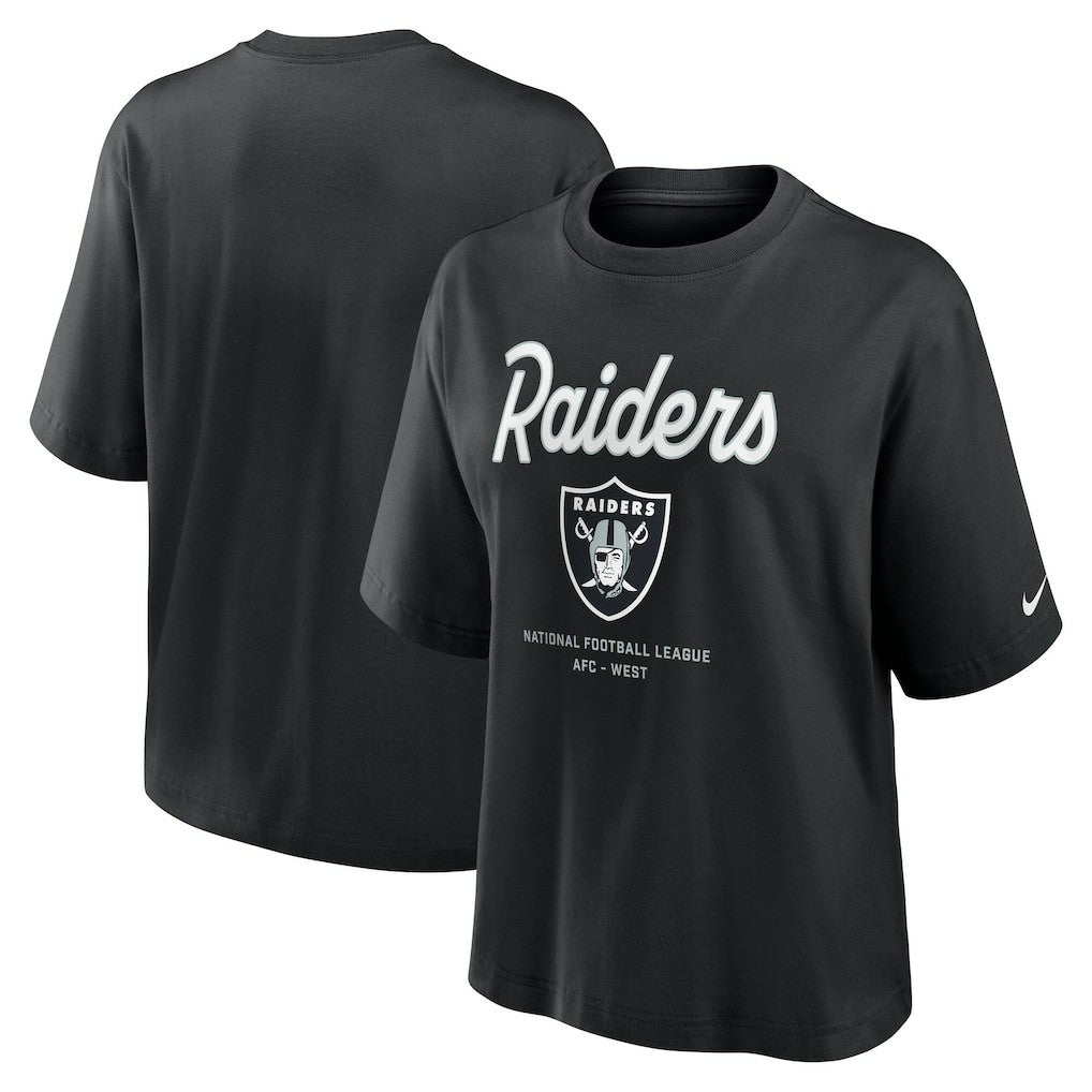 Nike Las Vegas Raiders Women's Essential Script Relaxed Boxy T-Shirt Black