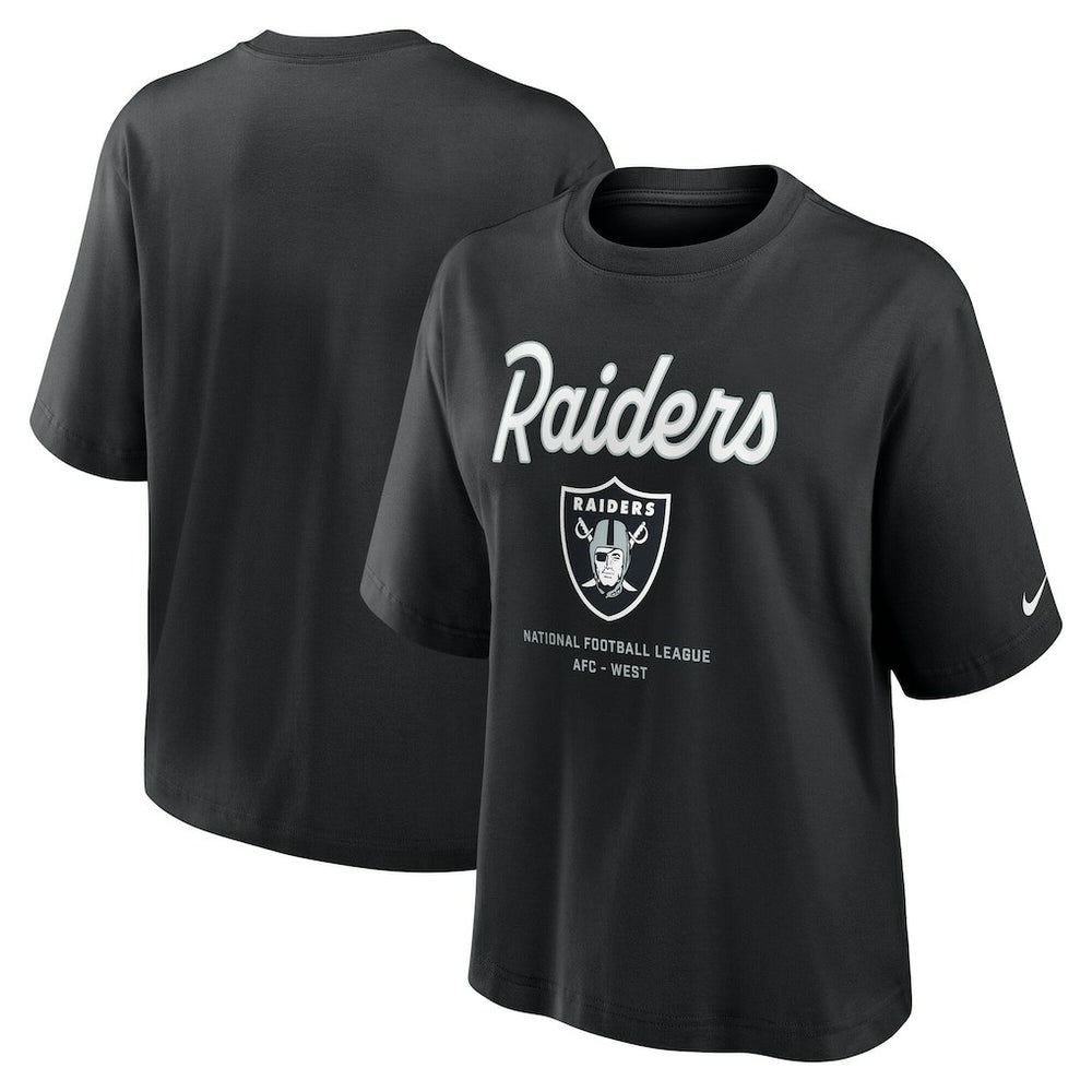 Nike Las Vegas Raiders Women's Essential Script Relaxed Boxy T-Shirt Black