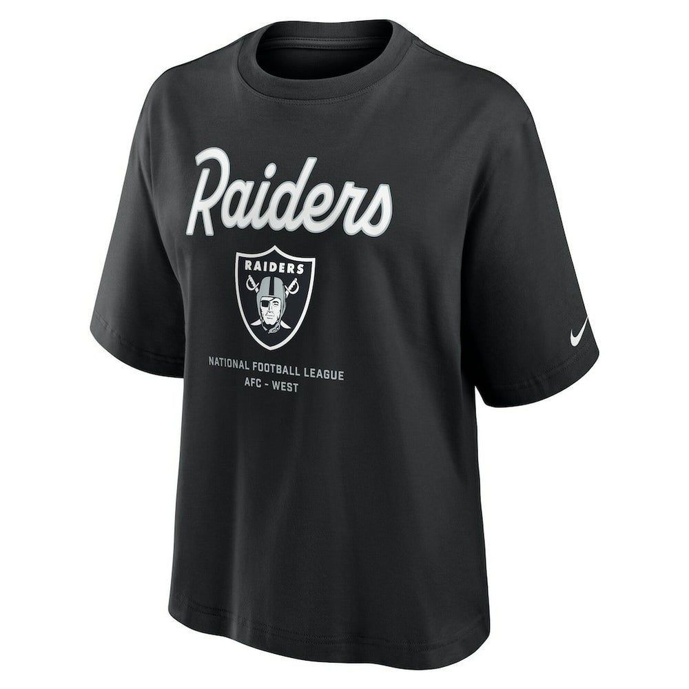 Nike Las Vegas Raiders Women's Essential Script Relaxed Boxy T-Shirt Black
