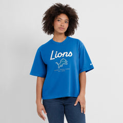 Nike Detroit Lions Women's Essential Script Relaxed Boxy T-Shirt Blue