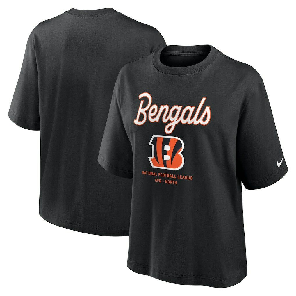 Nike Cincinnati Bengals Women's Essential Script Relaxed Boxy T-Shirt Black