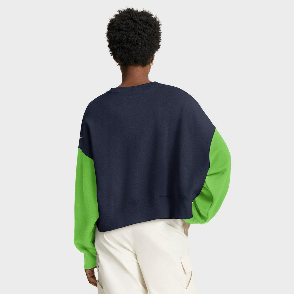 Nike Seattle Seahawks Women's Oversized Color-Block Pullover Sweatshirt College Navy