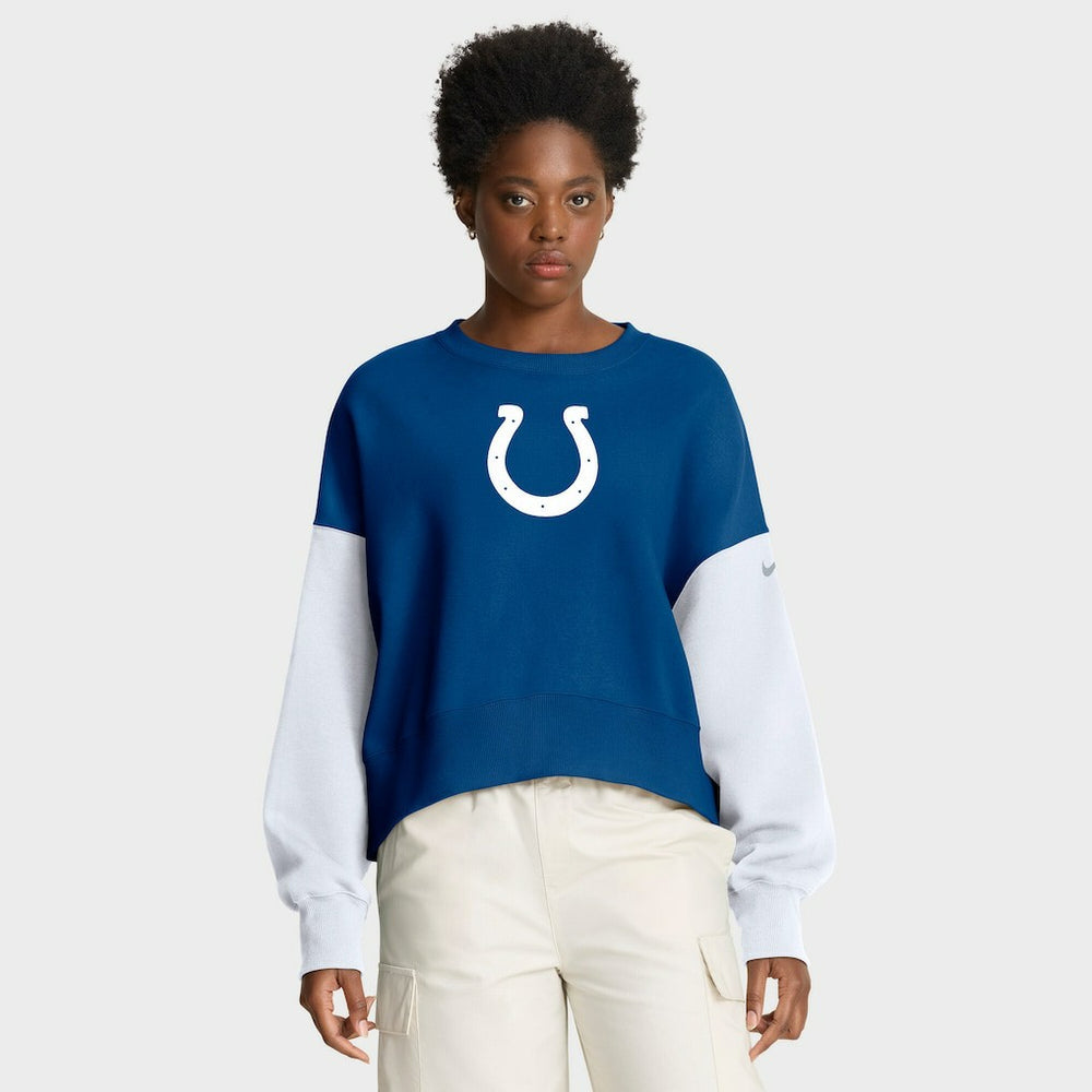 Nike Indianapolis Colts Women's Oversized Color-Block Pullover Sweatshirt Royal