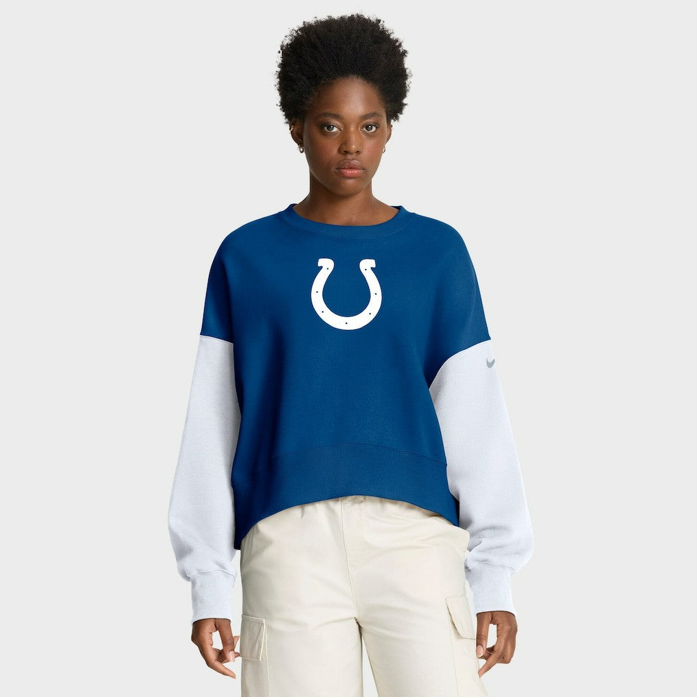 Nike Indianapolis Colts Women's Oversized Color-Block Pullover Sweatshirt Royal