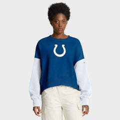 Nike Indianapolis Colts Women's Oversized Color-Block Pullover Sweatshirt Royal