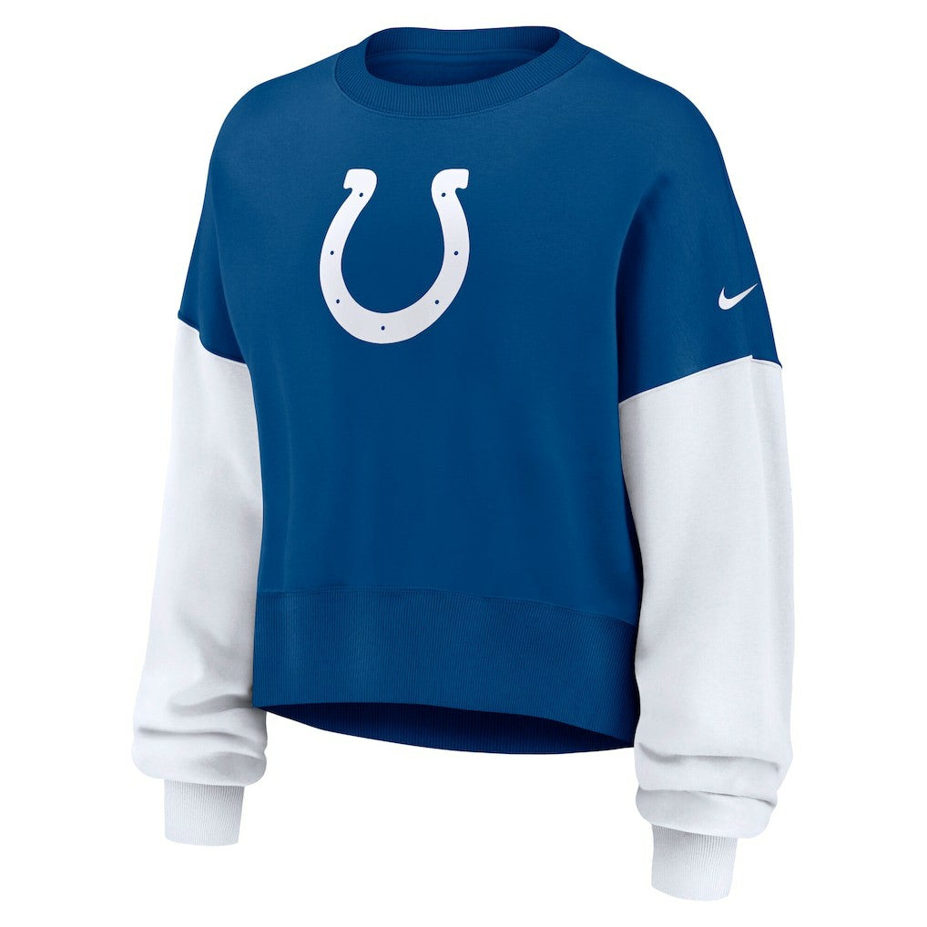 Nike Indianapolis Colts Women's Oversized Color-Block Pullover Sweatshirt Royal