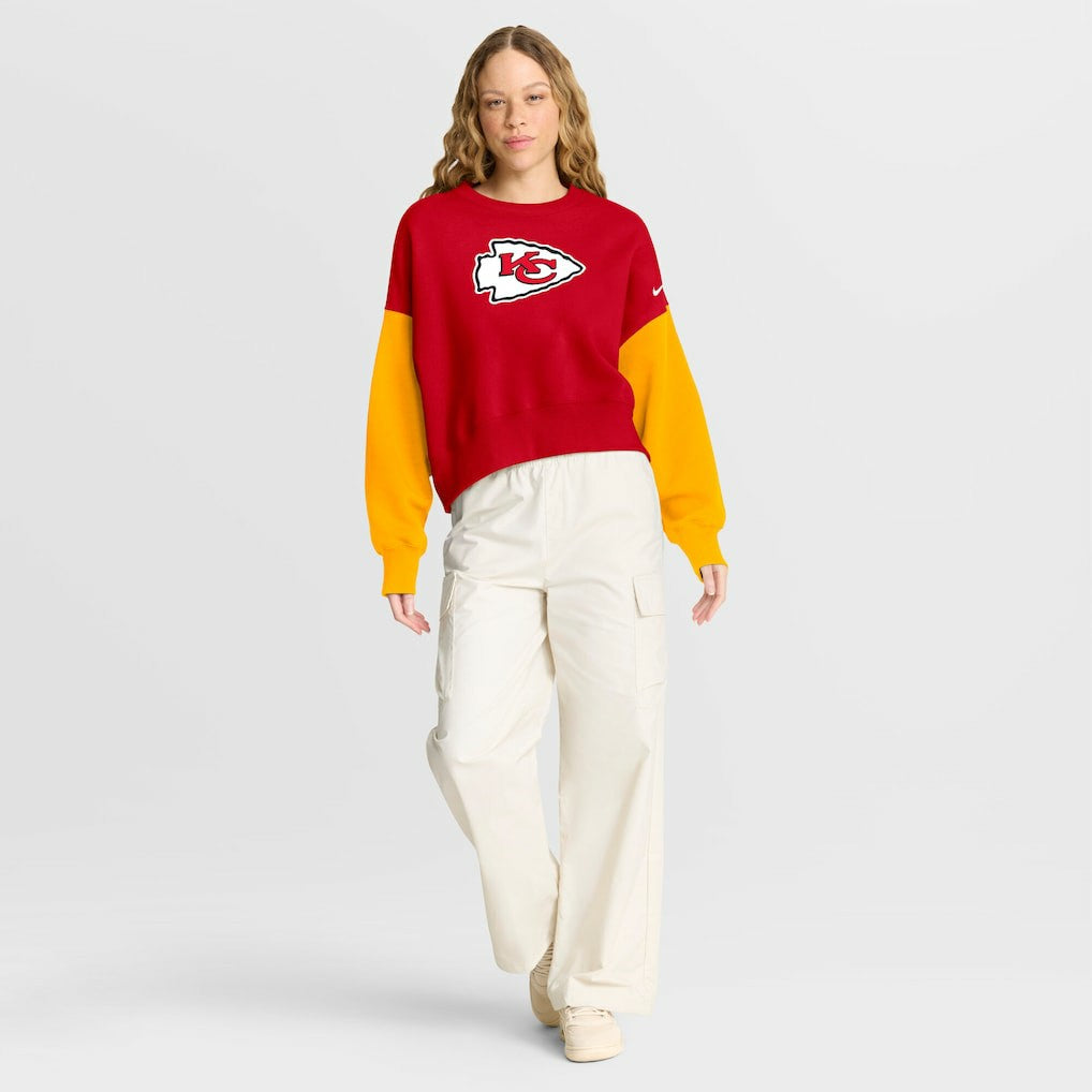 Nike Kansas City Chiefs Women's Oversized Color-Block Pullover Sweatshirt Red