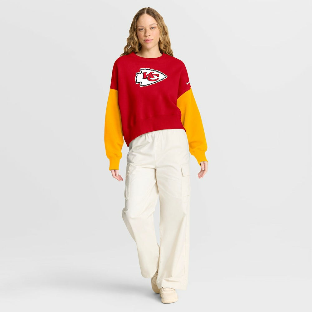 Nike Kansas City Chiefs Women's Oversized Color-Block Pullover Sweatshirt Red