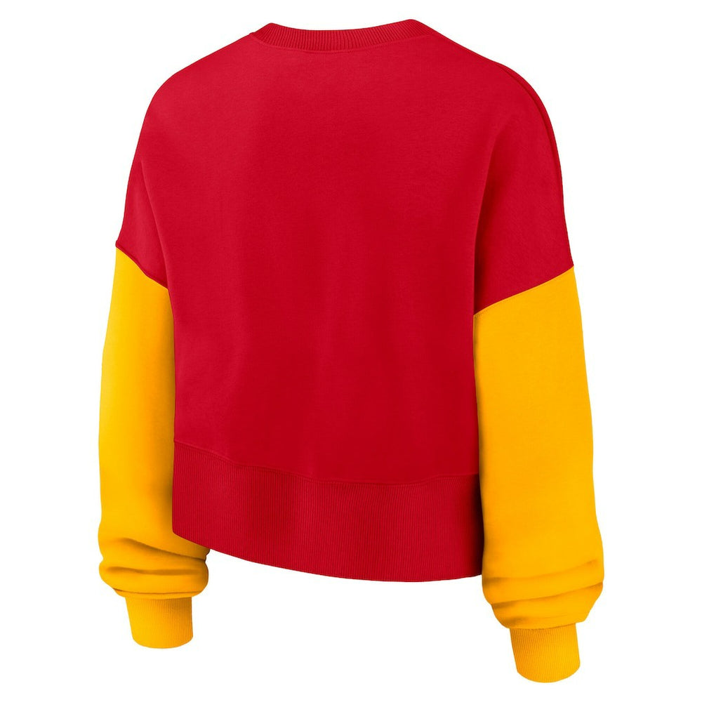 Nike Kansas City Chiefs Women's Oversized Color-Block Pullover Sweatshirt Red