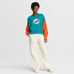 Nike Miami Dolphins Women's Oversized Color-Block Pullover Sweatshirt Aqua