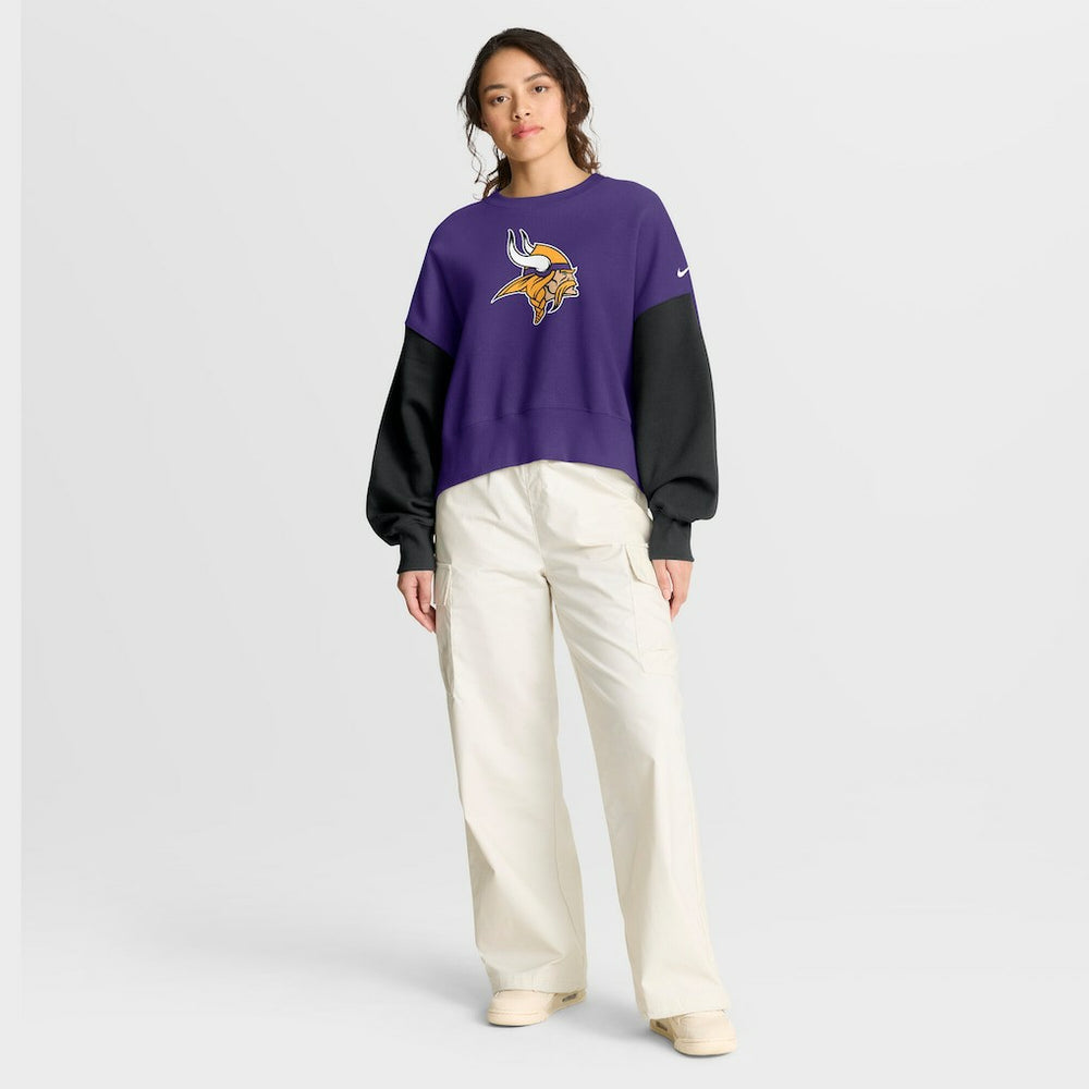 Nike Minnesota Vikings Women's Oversized Color-Block Pullover Sweatshirt Purple